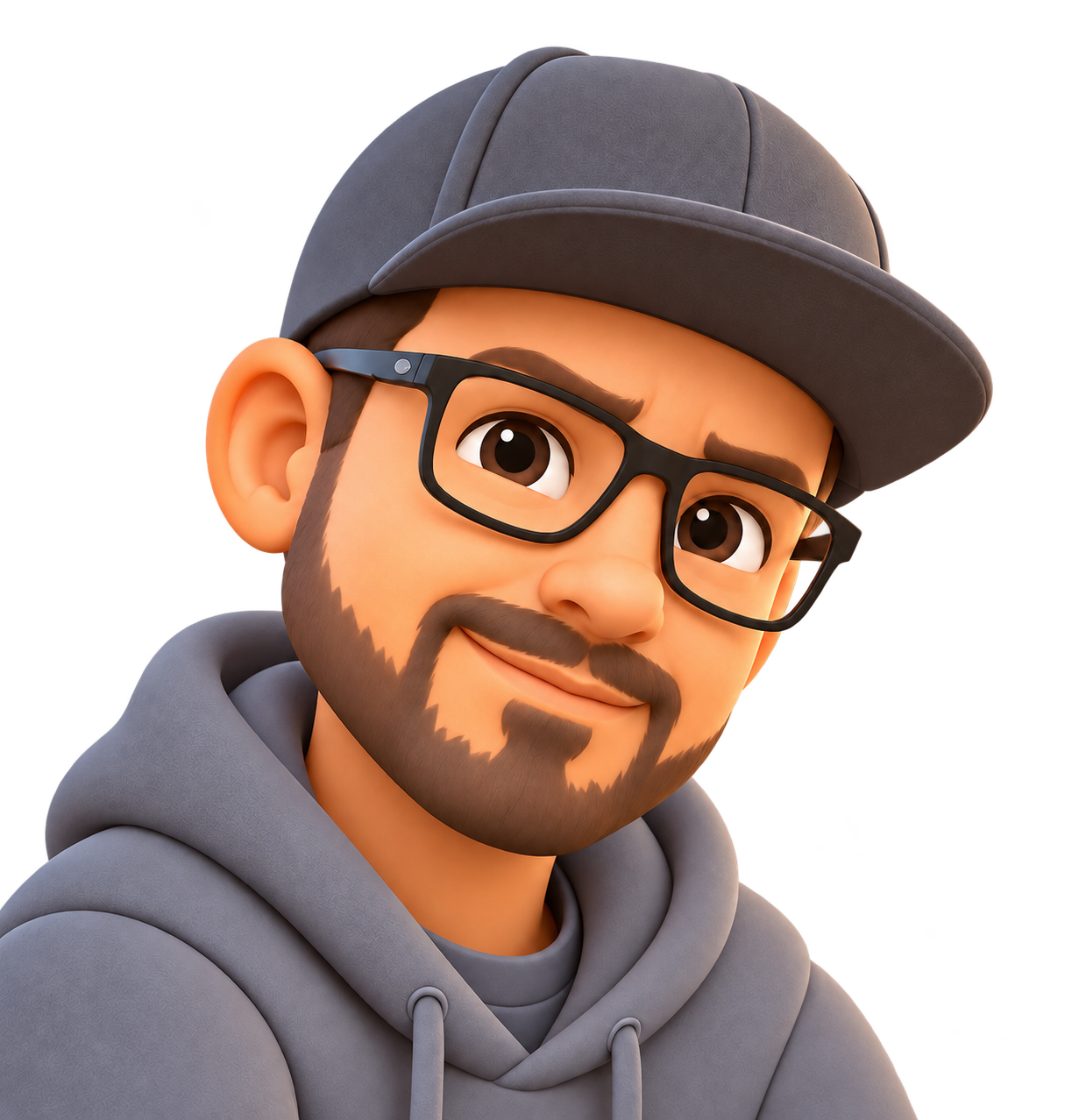 Christopher als Memoji-artiger Avatar mit Cap und Brille